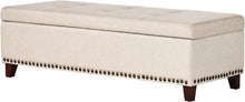 Load image into Gallery viewer, Upholstered Storage Ottoman in Beige - Stylish Functional Piece for Home