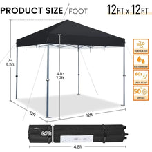 Load image into Gallery viewer, Commercial Gazebo Canopy - 12&#39; x 12&#39; Portable Instant Pop-Up Outdoor Tent