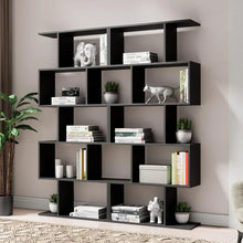 Load image into Gallery viewer, Cozy Castle 62&quot; Tall Geometric Bookcase Set - 5-Tier Wood Display Shelves