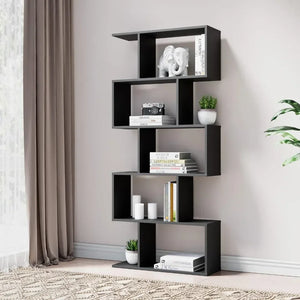 Cozy Castle 62" Tall Geometric Bookcase Set - 5-Tier Wood Display Shelves