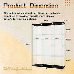 Tall 12-Shelf Glass Display Cabinet | Extra Large 3-Column Locking Showcase