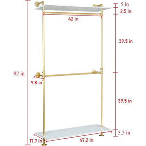 Industrial Pipe Wardrobe - 47.2" | Double Hanging Rods, Bedroom Furniture