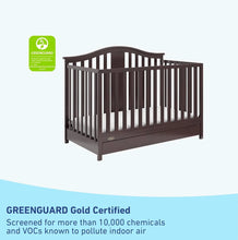 Load image into Gallery viewer, Gold Certified 4-in-1 Espresso Convertible Crib with Drawer Combo