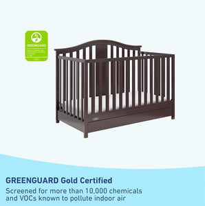 Gold Certified 4-in-1 Espresso Convertible Crib with Drawer Combo