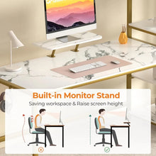 Load image into Gallery viewer, Spacious 67&quot; Computer Desk with Printer Shelf, Movable Monitor Stand for Home Office