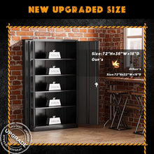 Load image into Gallery viewer, Heavy Duty 72&quot; Locking Metal Garage Cabinet, 4 Adjustable Shelves, 2 Doors &amp; Lock