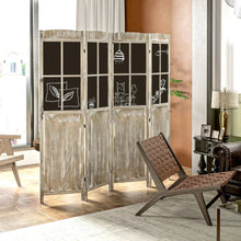 Load image into Gallery viewer, Farmhouse 4-Panel Wood Folding Privacy Screen, 5.6&#39; Tall, Black Boards