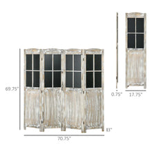 Load image into Gallery viewer, Farmhouse 4-Panel Wood Folding Privacy Screen, 5.6&#39; Tall, Black Boards