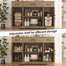 Load image into Gallery viewer, Large 55&quot; Buffet Storage Cabinet, 4 Doors &amp; Shelves, Modern Farmhouse Sideboard