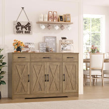 Load image into Gallery viewer, Large 55&quot; Buffet Storage Cabinet, 4 Doors &amp; Shelves, Modern Farmhouse Sideboard