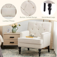 Load image into Gallery viewer, Fabric Sofa Chairs, Set of 2 Upholstered Button Armchairs w/ Lumbar Pillow