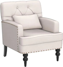 Load image into Gallery viewer, Fabric Sofa Chairs, Set of 2 Upholstered Button Armchairs w/ Lumbar Pillow