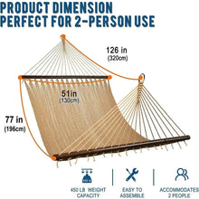 Load image into Gallery viewer, 10 FT Polyester Rope Hammock | 2 Person, Spreader Bars, Extra Large