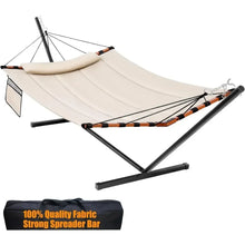 Load image into Gallery viewer, Large Camping Hammock w/ Stand - 55&quot; x 79&quot;, Hardwood Bar, Nylon Rope