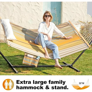 12ft Heavy Duty Hammock Stand - Waterproof 2 Person Hammock for Backyard Patio