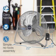 Load image into Gallery viewer, 20&quot; Black Max Performance Floor Fan with Wall Mount &amp; Pivoting Head