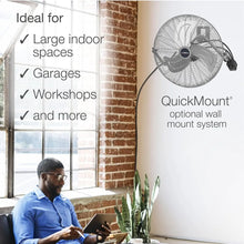 Load image into Gallery viewer, 20&quot; Black Max Performance Floor Fan with Wall Mount &amp; Pivoting Head