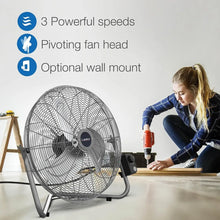 Load image into Gallery viewer, 20&quot; Black Max Performance Floor Fan with Wall Mount &amp; Pivoting Head