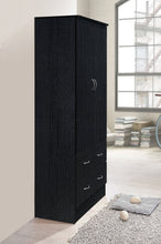 Load image into Gallery viewer, 2-Door Armoire with Clothing Rod and Drawers - Black Wardrobe Organizer