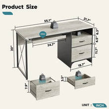 Load image into Gallery viewer, Home Office Desk - Industrial Style with Storage, Keyboard Tray, File Drawer