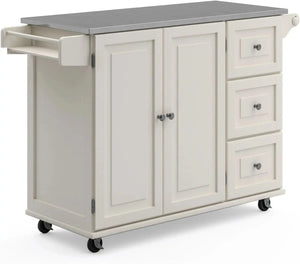 Rolling Kitchen Island Cart 54" - Stainless Steel Top, Storage, Towel Rack