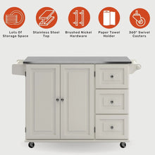 Load image into Gallery viewer, Rolling Kitchen Island Cart 54&quot; - Stainless Steel Top, Storage, Towel Rack