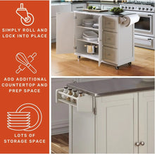 Load image into Gallery viewer, Rolling Kitchen Island Cart 54&quot; - Stainless Steel Top, Storage, Towel Rack