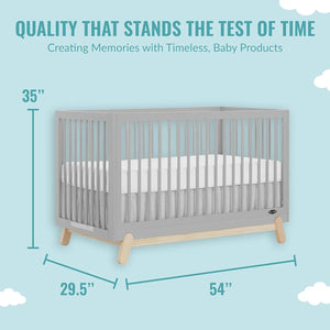 5-in-1 Pebble Grey Oak Convertible Crib, Greenguard Gold Certified, Sustainable Pinewood