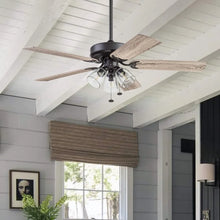 Load image into Gallery viewer, Indoor Hanging Ceiling Fan Light - 52&quot;, Dual Finish Blades, Reversible