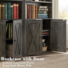 Load image into Gallery viewer, &quot;Industrial 2-Piece Bookshelf Set, 6-Tier Display with Doors, Floor Standing Bookcase