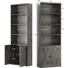 Load image into Gallery viewer, &quot;Industrial 2-Piece Bookshelf Set, 6-Tier Display with Doors, Floor Standing Bookcase