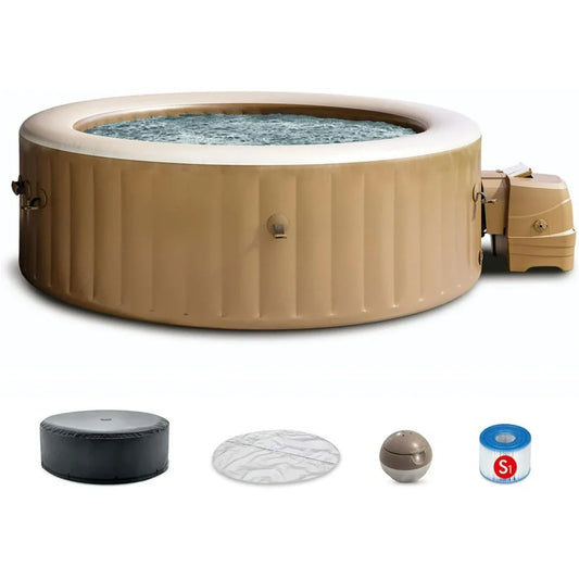 6-Person Inflatable Hot Tub with 140 Jets - Energy Efficient Cover, Push-Button Control