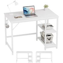 Load image into Gallery viewer, Small Office White Desk, 40x24: Home Office Computer Desk, Wooden Shelf, Gaming Table