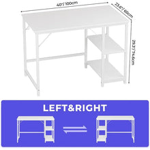 Load image into Gallery viewer, Small Office White Desk, 40x24: Home Office Computer Desk, Wooden Shelf, Gaming Table