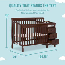 Load image into Gallery viewer, 4-in-1 Espresso Mini Convertible Crib w/ Changer, Greenguard Gold, Non-Toxic Pinewood