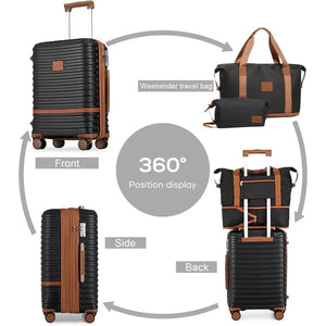 Expandable Travel Luggage Set - 3 Piece Suitcases with Spinner Wheels, TSA Lock