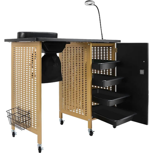 Manicure Nail Table - Mobile Nail Station with Built-In Dust Collector