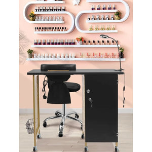 Manicure Nail Table - Mobile Nail Station with Built-In Dust Collector