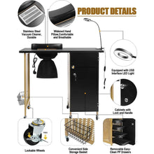 Load image into Gallery viewer, Manicure Nail Table - Mobile Nail Station with Built-In Dust Collector