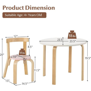 Toddler Table and 4 Chair Set, 5-Piece Wooden Activity Furniture for Kids