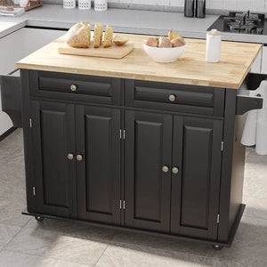 Versatile Kitchen Cart with Drop Leaf - Mobile Kitchen Cart on Casters with Storage Cabinet