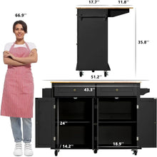 Load image into Gallery viewer, Versatile Kitchen Cart with Drop Leaf - Mobile Kitchen Cart on Casters with Storage Cabinet