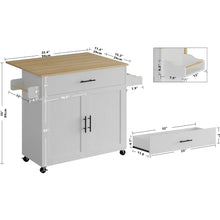 Load image into Gallery viewer, Kitchen Cart - Rolling Island Table on Wheels with Drop Leaf, Storage Cabinet, Drawer