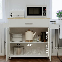 Load image into Gallery viewer, Kitchen Cart - Rolling Island Table on Wheels with Drop Leaf, Storage Cabinet, Drawer