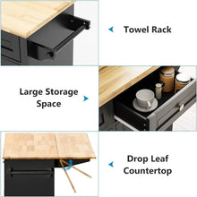 Load image into Gallery viewer, Deluxe Rolling Kitchen Island Cart - Drop Leaf, Storage Cabinet, Wheels for Movable Kitchen Island