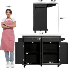 Load image into Gallery viewer, Deluxe Rolling Kitchen Island Cart - Drop Leaf, Storage Cabinet, Wheels for Movable Kitchen Island