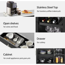 Load image into Gallery viewer, Kitchen Cart with Stainless Steel Top, Storage Cabinet, Drawer &amp; Open Shelves