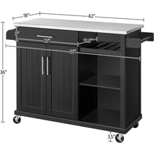 Load image into Gallery viewer, Kitchen Cart with Stainless Steel Top, Storage Cabinet, Drawer &amp; Open Shelves