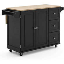 Load image into Gallery viewer, 54&quot; Kitchen Cart, Rolling Island w/ Wood Top, Drop Leaf Bar, Storage &amp; Rack