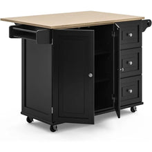 Load image into Gallery viewer, 54&quot; Kitchen Cart, Rolling Island w/ Wood Top, Drop Leaf Bar, Storage &amp; Rack